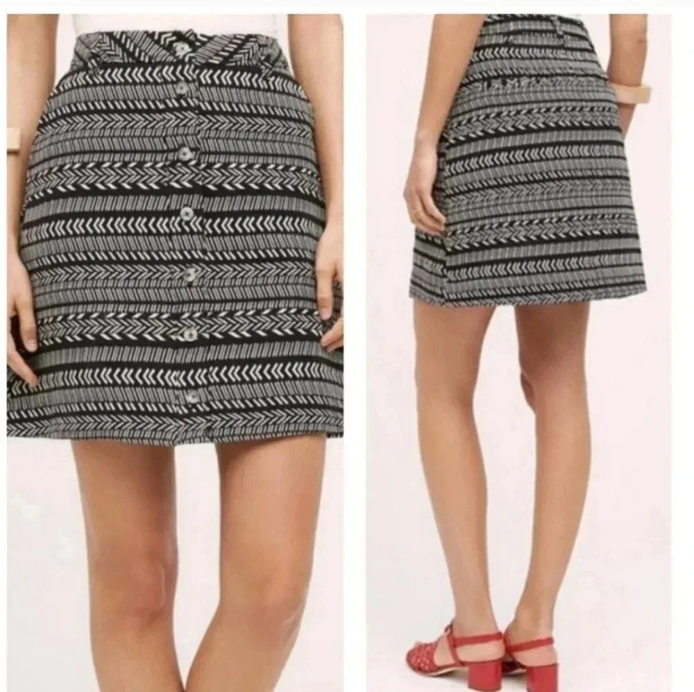 Anthropologie Maeve Fieldnotes Texture Fabric Button Front Lined Mini Skirt(2)